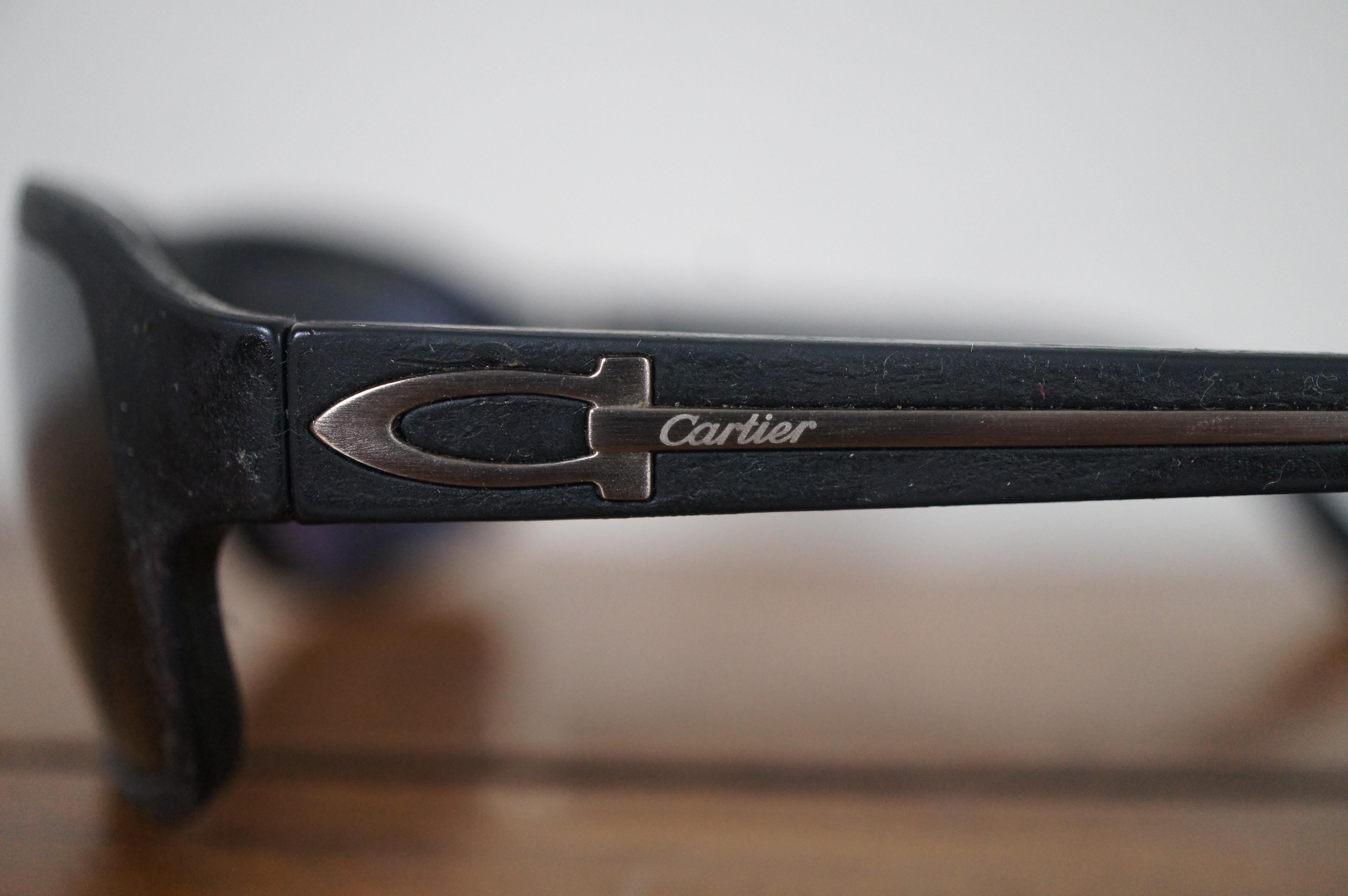 Cartier France 68-10 125 Sport Mens Matte Black Rubber Sunglasses & Case en vente 1