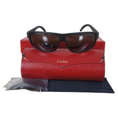 Cartier France 68-10 125 Sport Mens Matte Black Rubber Sunglasses & Case