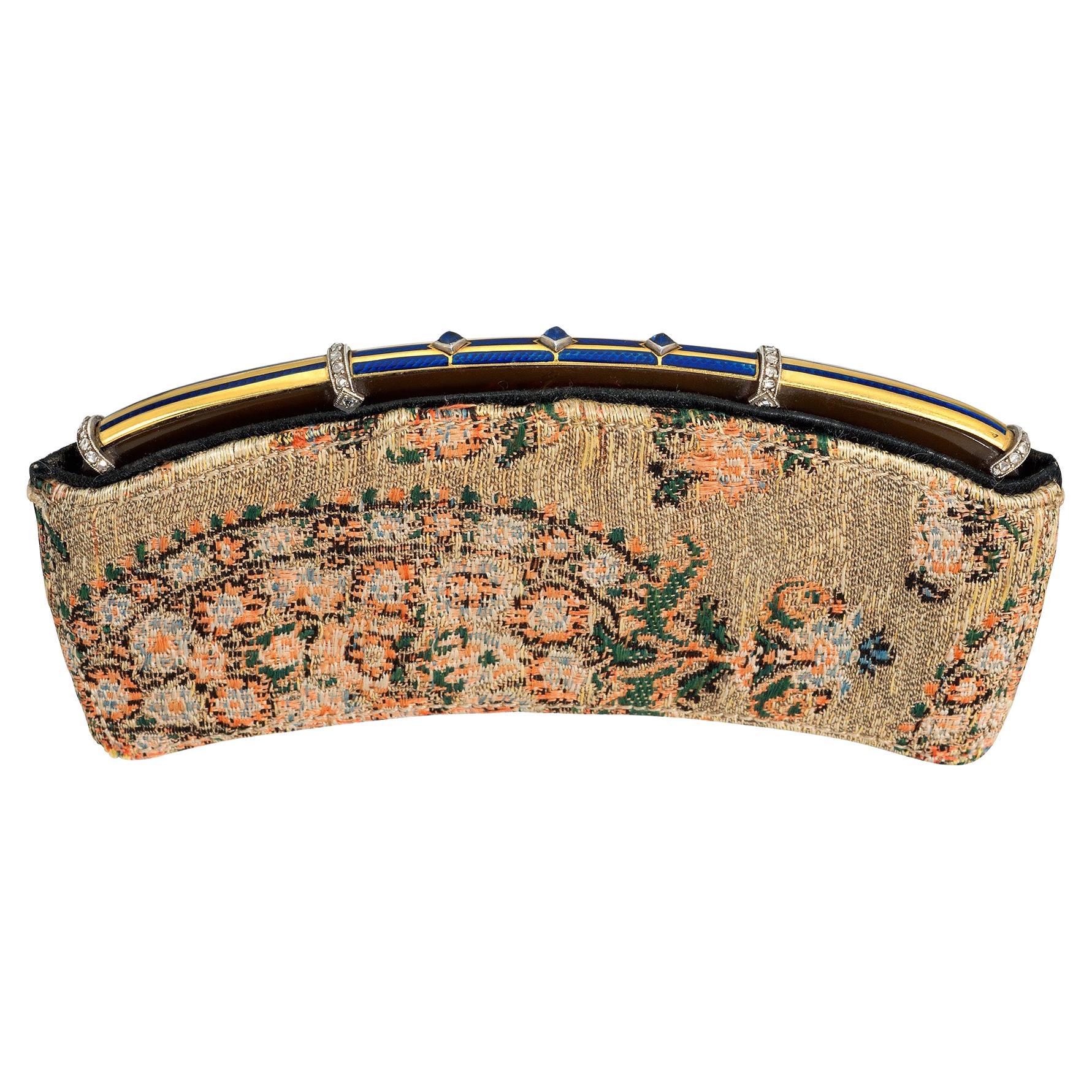 Cartier, Frankreich Art-Déco-Haarkommode mit Edelsteinbesatz und Emaille in Original-Seidenetui
