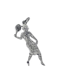 Cartier France Art Deco Platinum and Diamond Tennis Player Charm