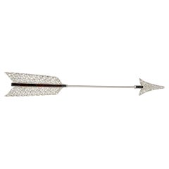 Cartier, France Art Deco Rose Diamond and Onyx Arrow Jabot Brooch