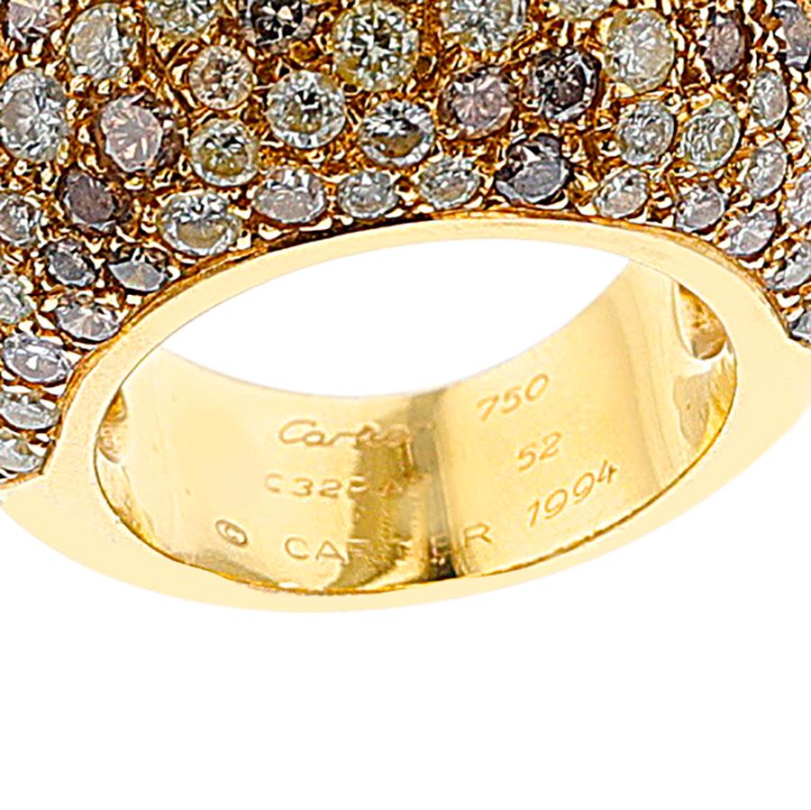 Round Cut Cartier France Diamond and Colored Diamond Bombe Ring, 18k For Sale