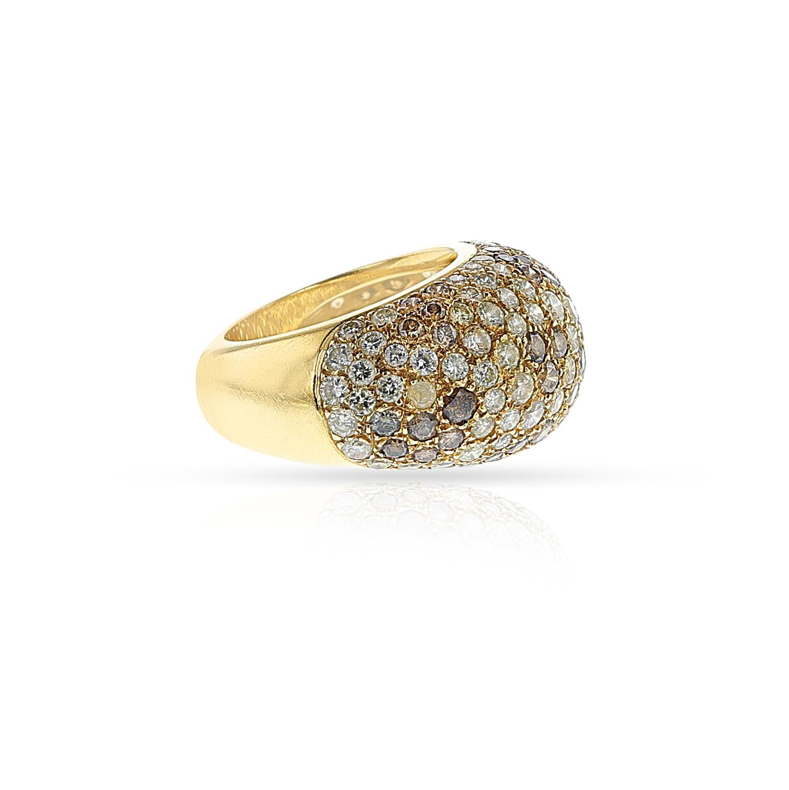 Cartier France Diamond and Colored Diamond Bombe Ring, 18k For Sale 1
