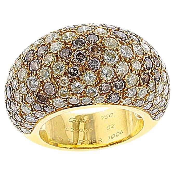 Cartier France Diamond and Colored Diamond Bombe Ring, 18k For Sale