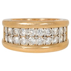 Cartier, France Estate Gold and Two-Row Diamond Band Ring