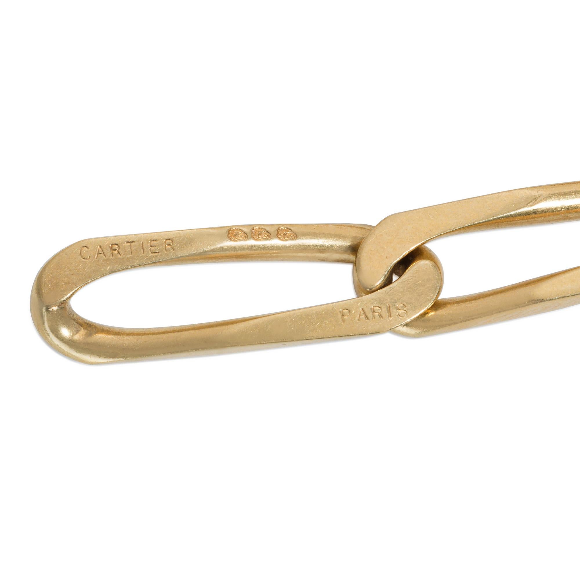 Women's or Men's Cartier, France Estate Gold Paper Clip Link Chain For Sale