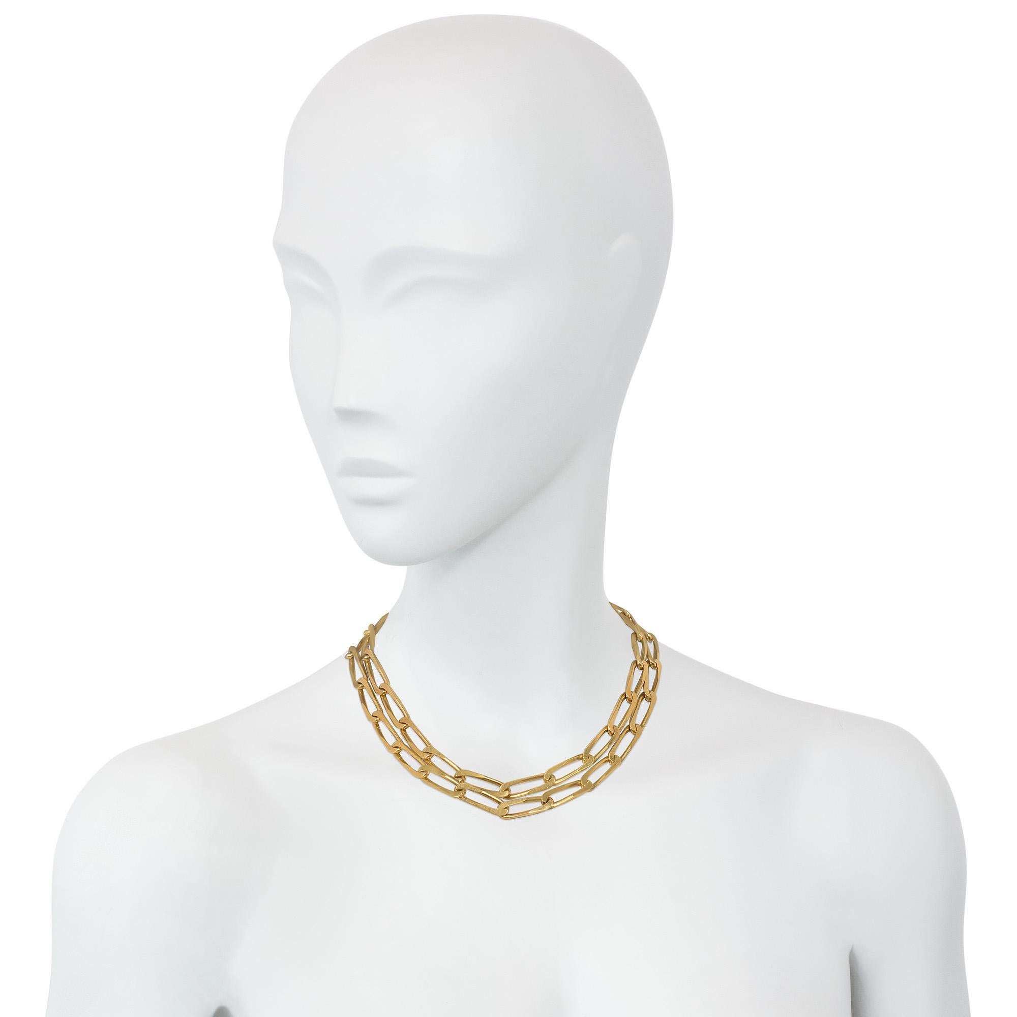 Cartier, France Estate Gold Paper Clip Link Chain For Sale 2