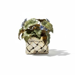 Cartier Frankreich Vergoldetes Sterling Silber Blau Emaille Blume Korb Figur Ornament