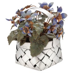 Cartier France Gilt Sterling Silver Blue Enamel Flower Basket Figurine Ornament Cartier France Gilt Sterling Silver Blue Enamel Flower Basket Figurine Ornament