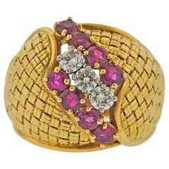 Cartier France Gold Diamond Ruby Ring