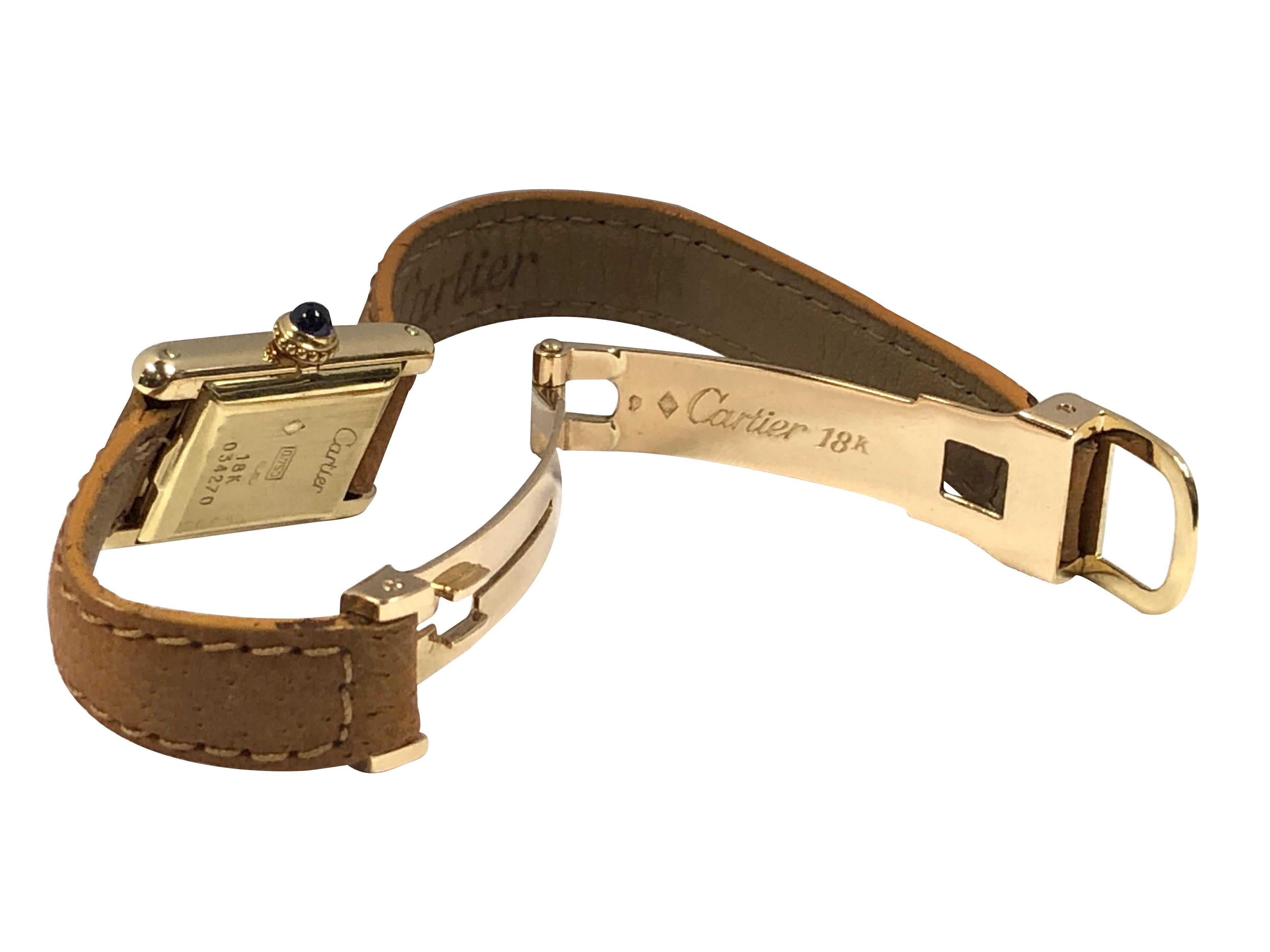 Cartier France, rare montre-bracelet mécanique Mini Tank en or jaune Excellent état - En vente à Chicago, IL