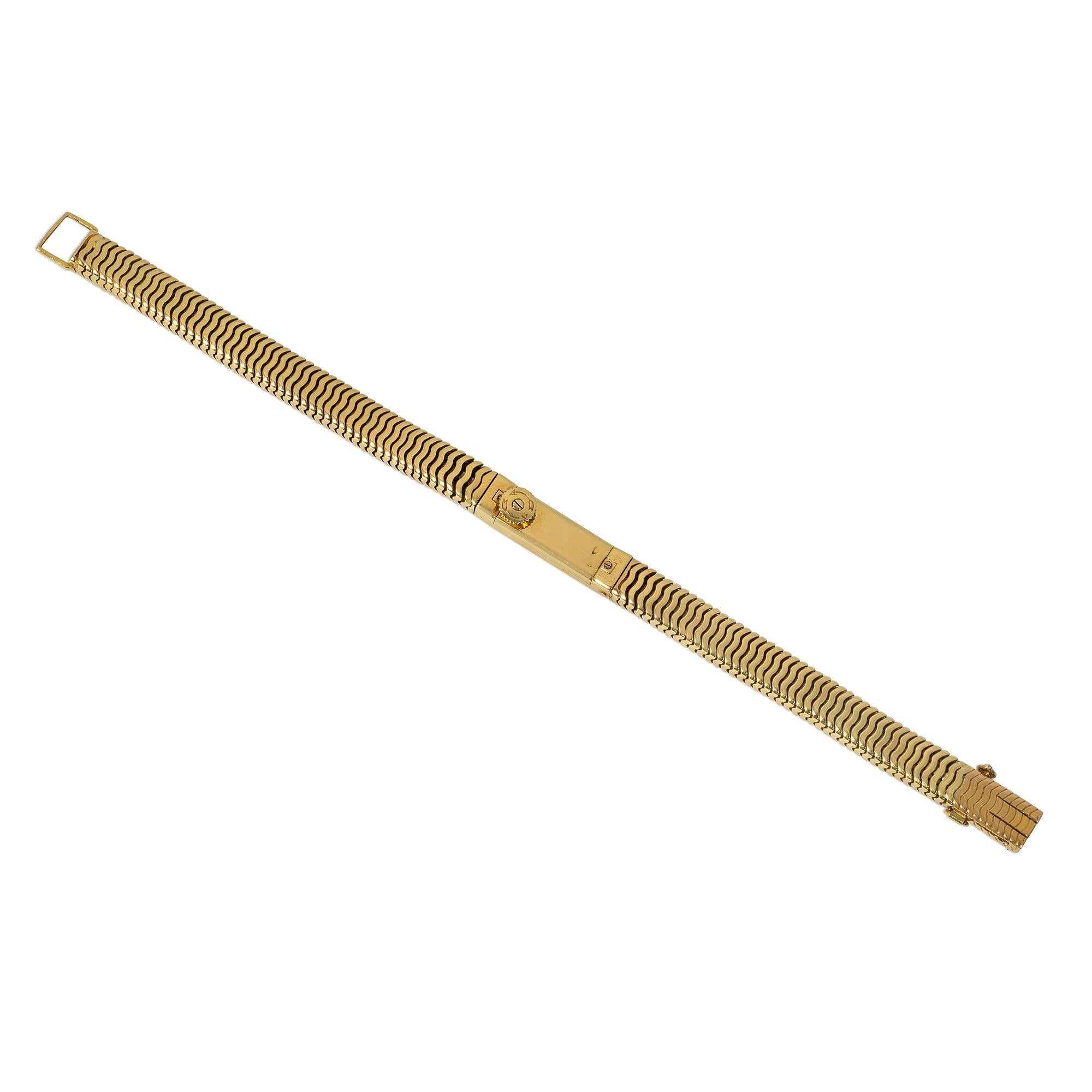 Cartier, France Retro Gold Box Snake Chain Bracelet Watch, Backwinder Movement For Sale 1