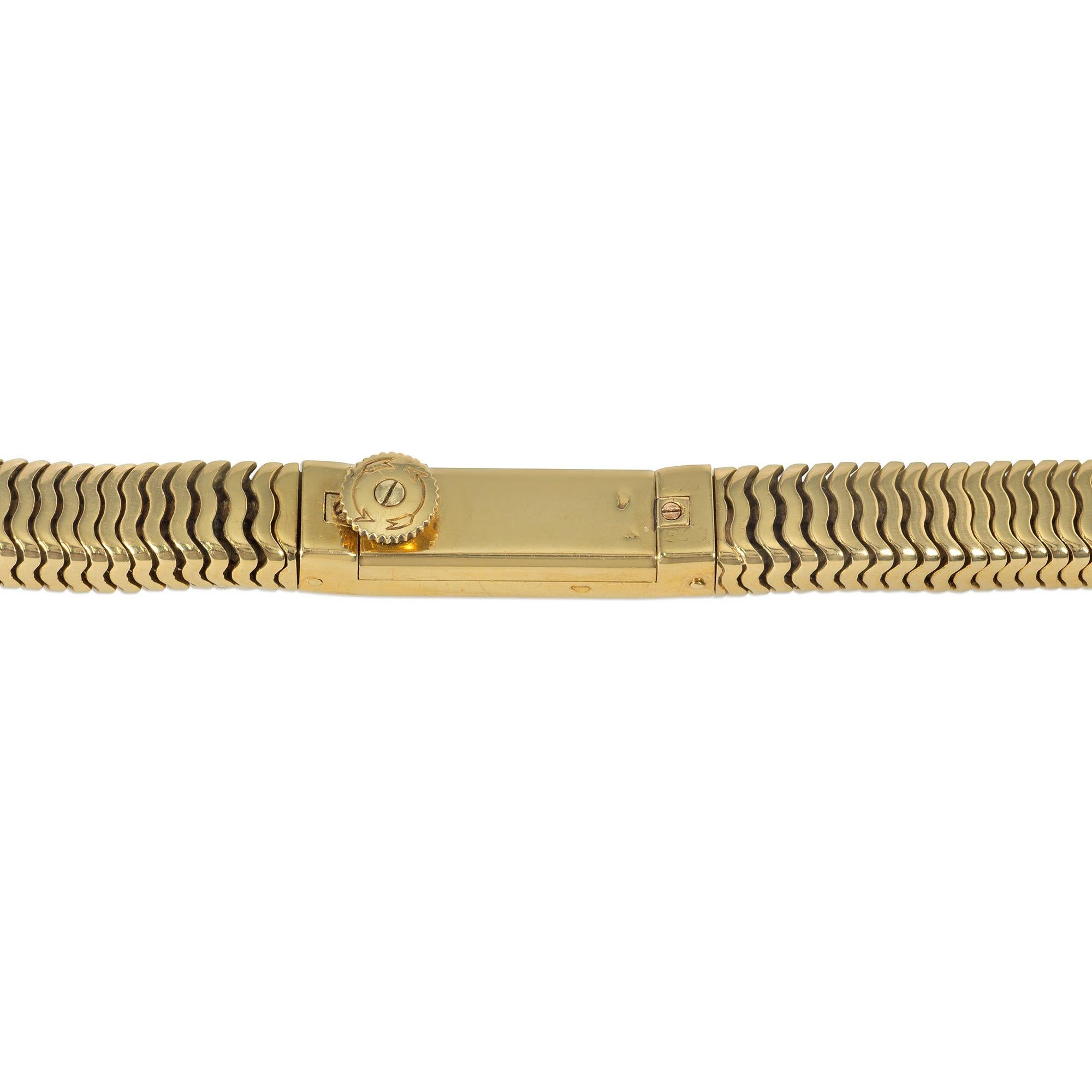 Cartier, France Retro Gold Box Snake Chain Bracelet Watch, Backwinder Movement For Sale 2