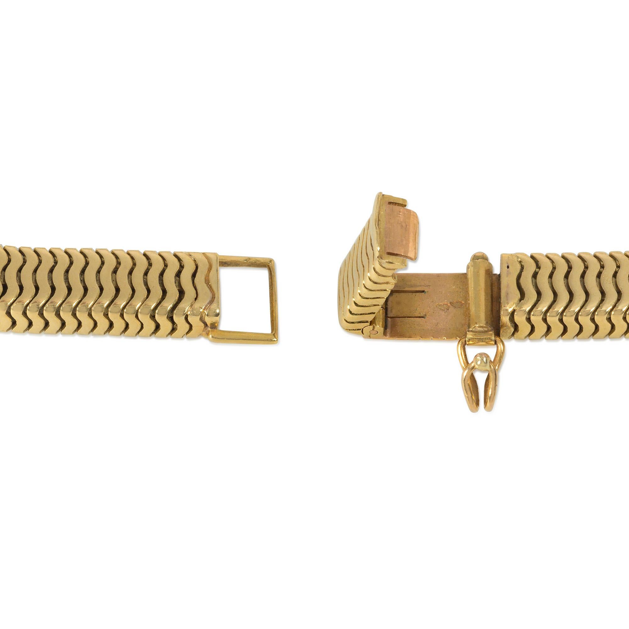 Cartier, France Retro Gold Box Snake Chain Bracelet Watch, Backwinder Movement For Sale 3