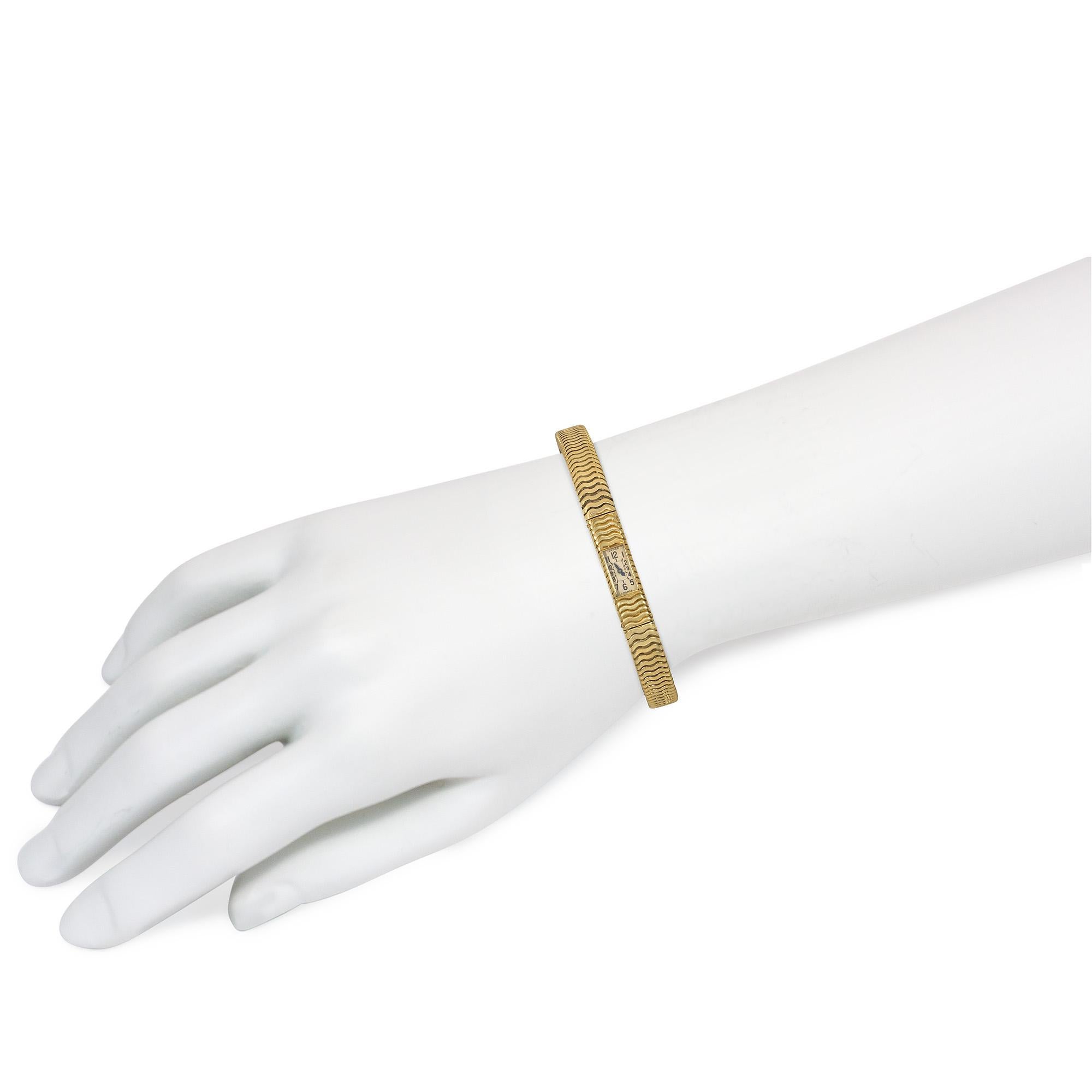 Cartier, France Retro Gold Box Snake Chain Bracelet Watch, Backwinder Movement For Sale 4