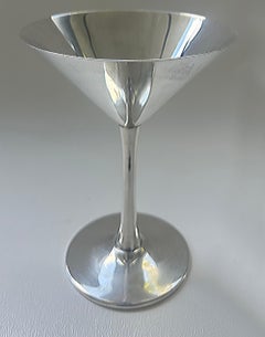 Cartier France Stamped 925 Sterling Silver Martini Goblets,  A Pair