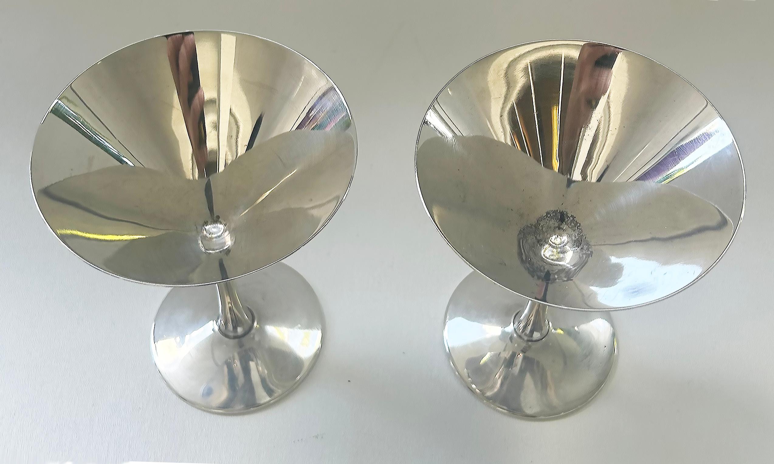 Cartier France Stamped 925 Sterling Silver Martini Goblets,  A Pair For Sale 1