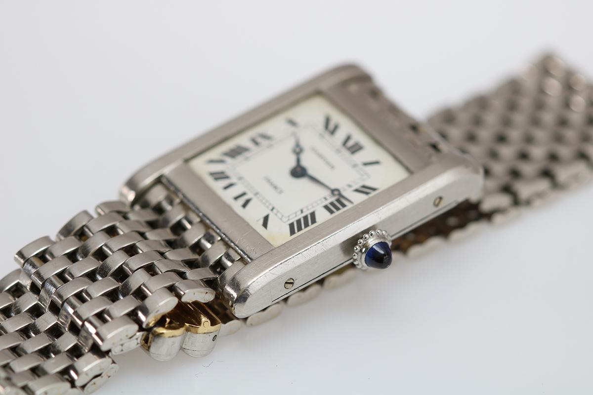 Cartier France Platinum Tank Normale Wristwatch circa 1940s 3