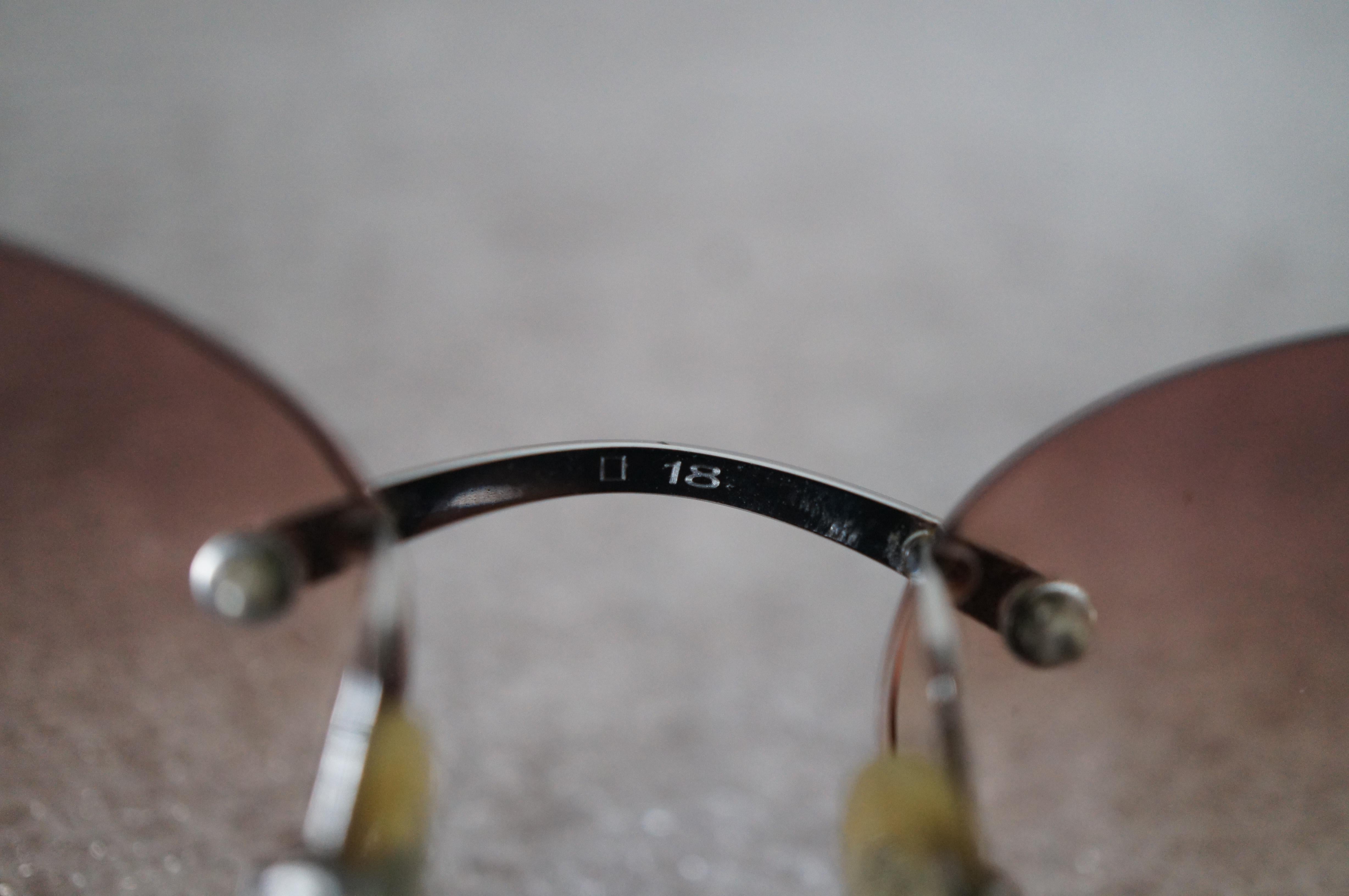 Lunettes de soleil Cartier France Titanium 18 135 sans monture, lunettes d'oreilles roses Gradient Case en vente 1