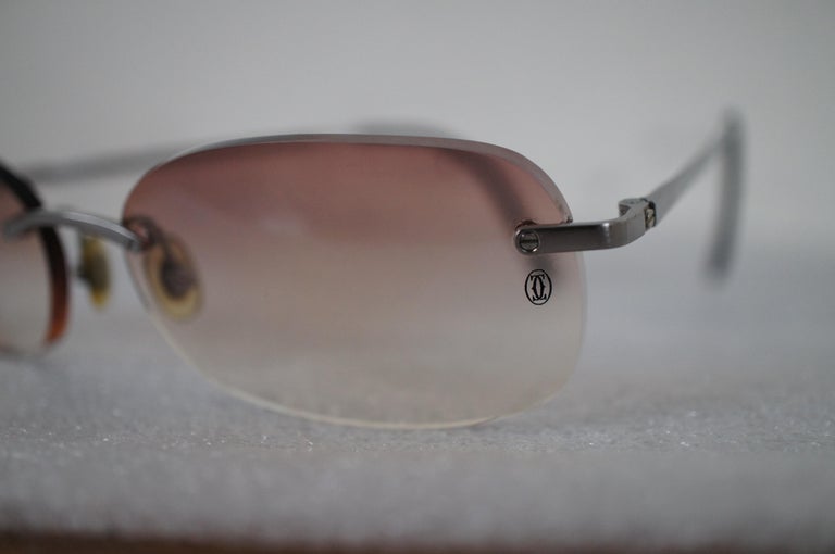 Cartier France Titanium 18 135 Rimless Sunglasses Eyeglasses Pink Gradient  Case For Sale at 1stDibs