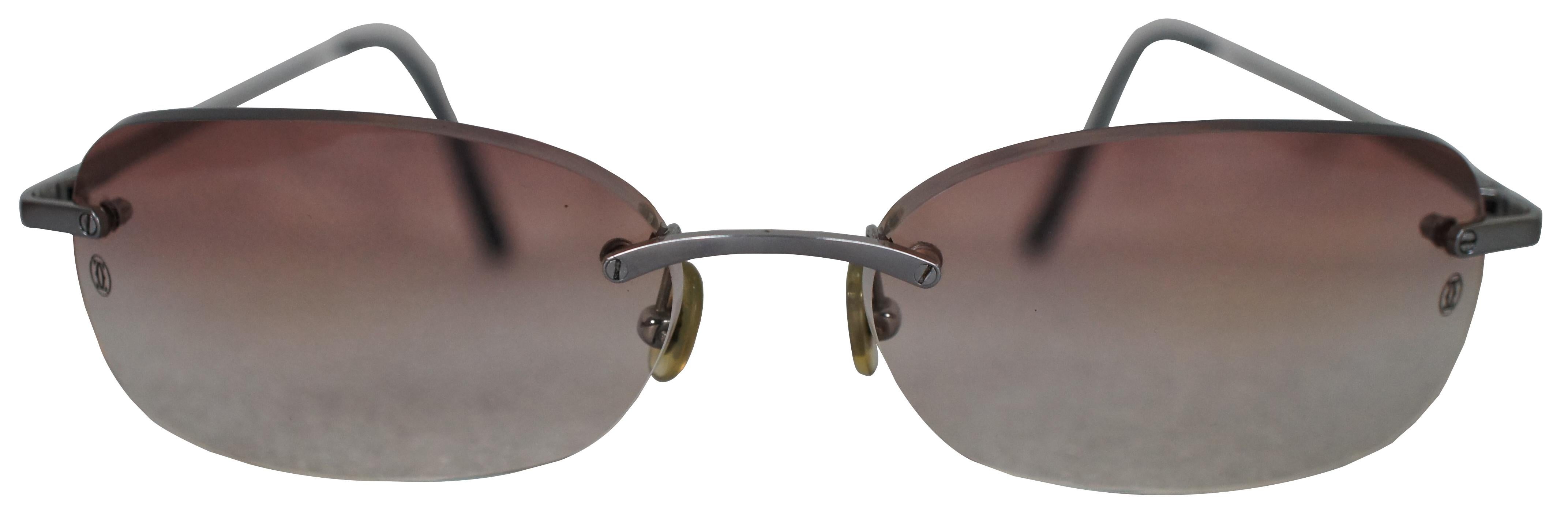 Cartier France Titan 18 135 Randlose Sonnenbrille, Sonnenbrille mit rosa Gradient-Etui (Moderne) im Angebot