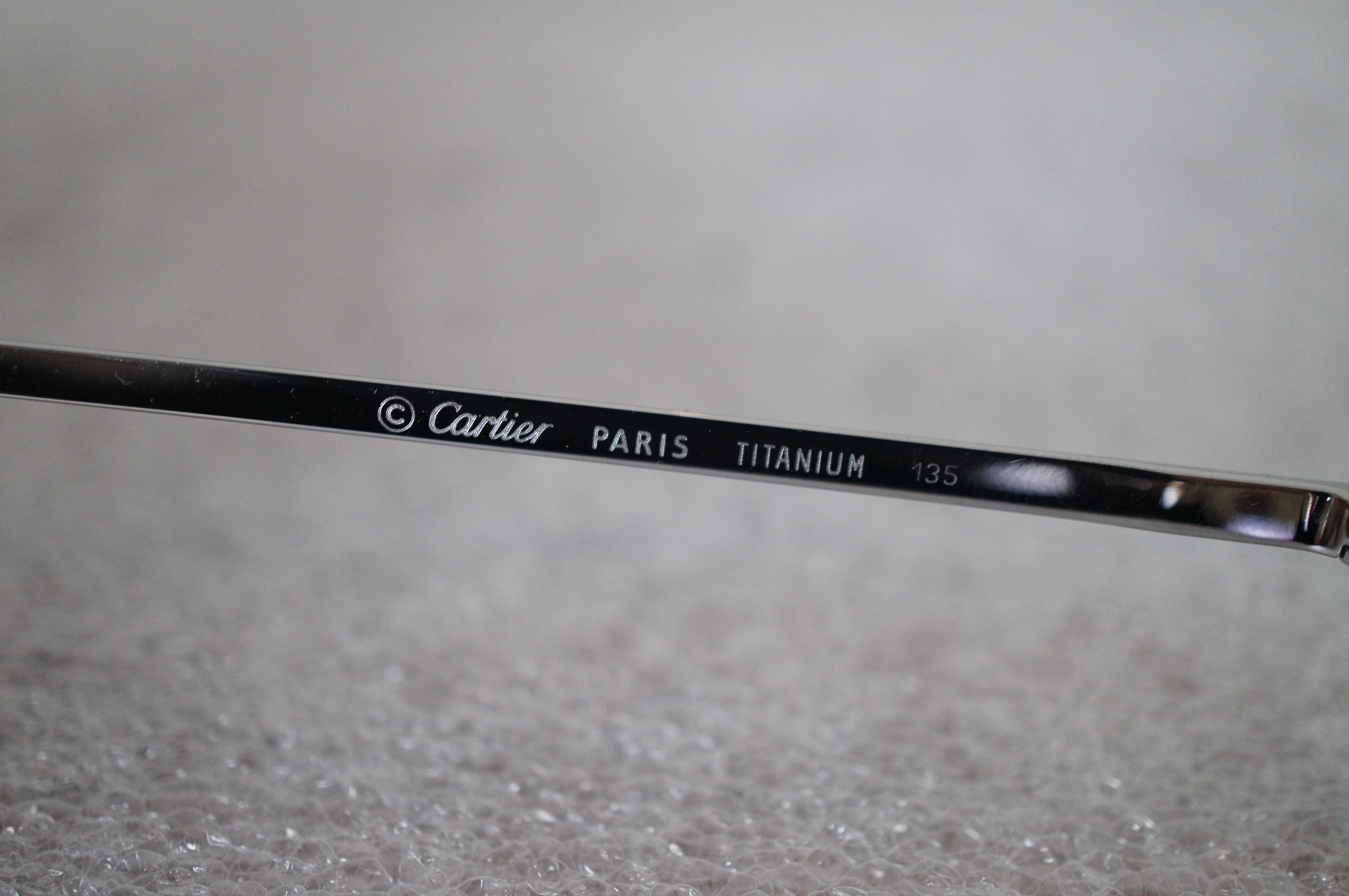 20th Century Cartier France Titanium 18 135 Rimless Sunglasses Eyeglasses Pink Gradient Case For Sale