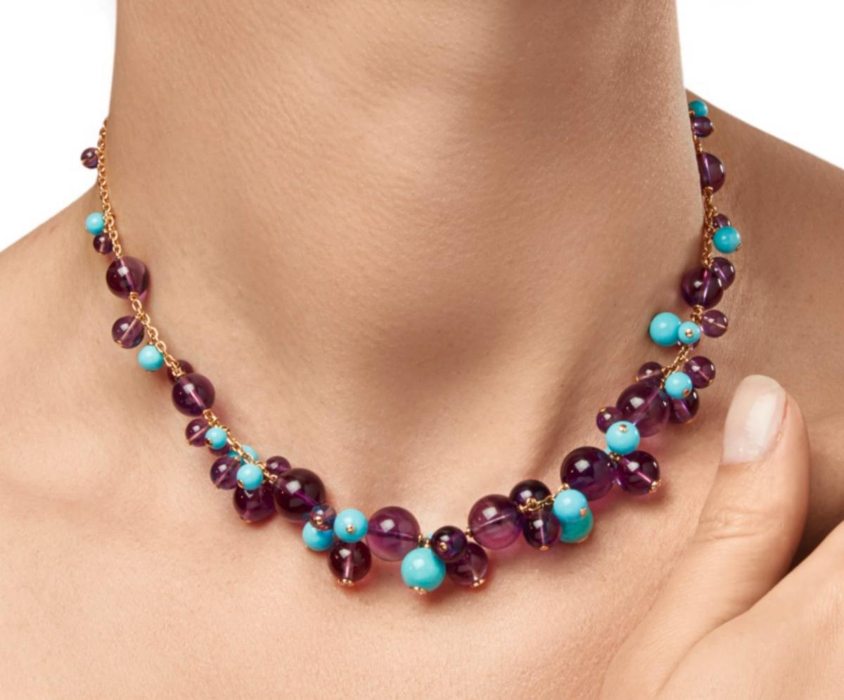 Cartier, France Turquoise, Amethyst and Diamond Necklace 1