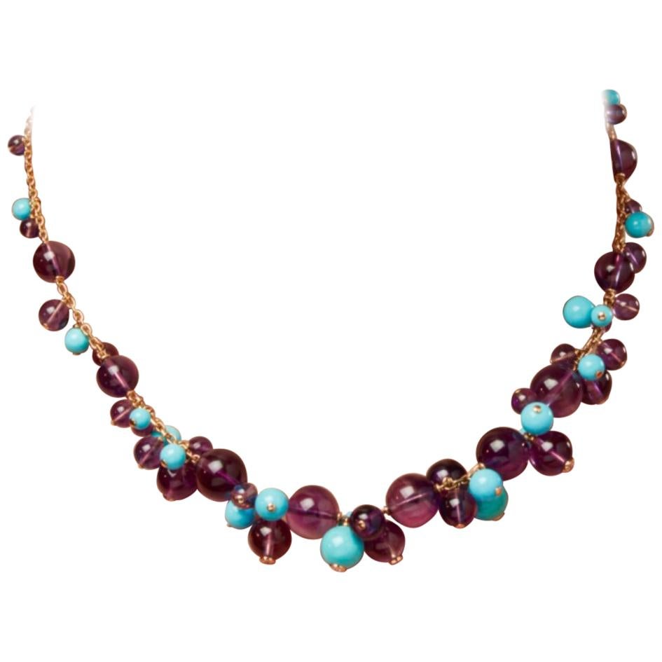 Cartier, France Turquoise, Amethyst and Diamond Necklace