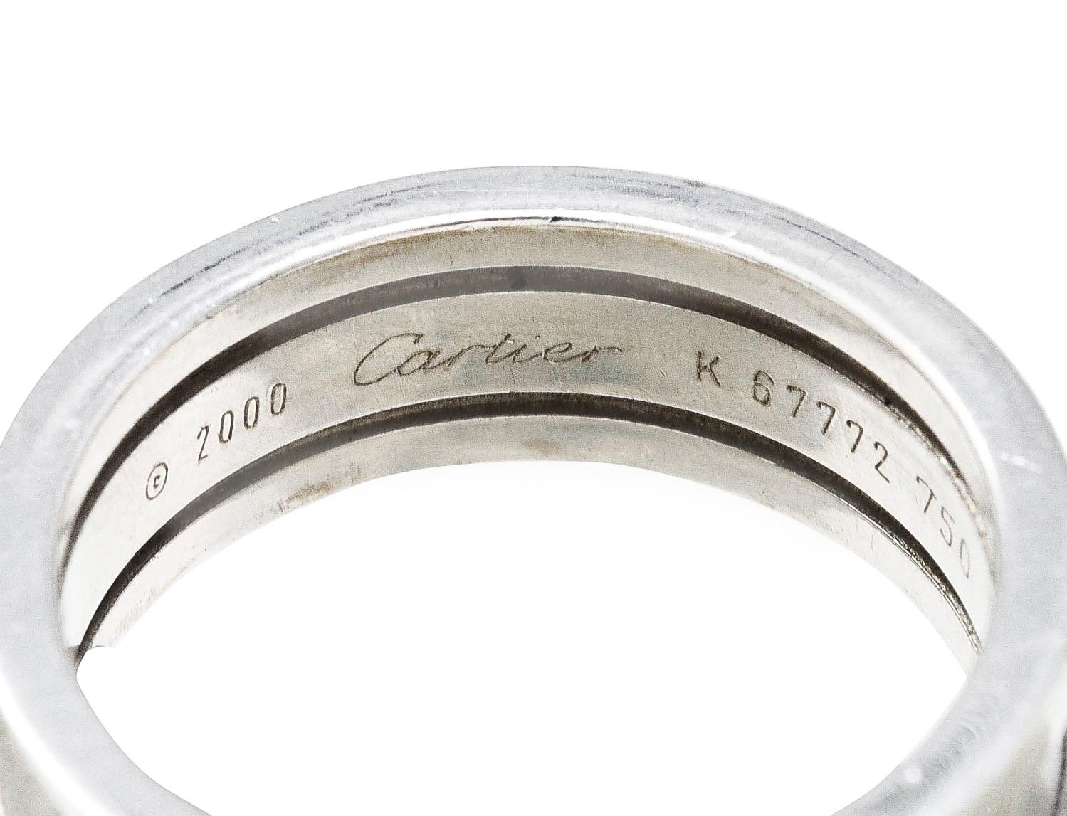 Cartier France Vintage 18 Karat White Gold C De Cartier Band Ring In Excellent Condition In Philadelphia, PA