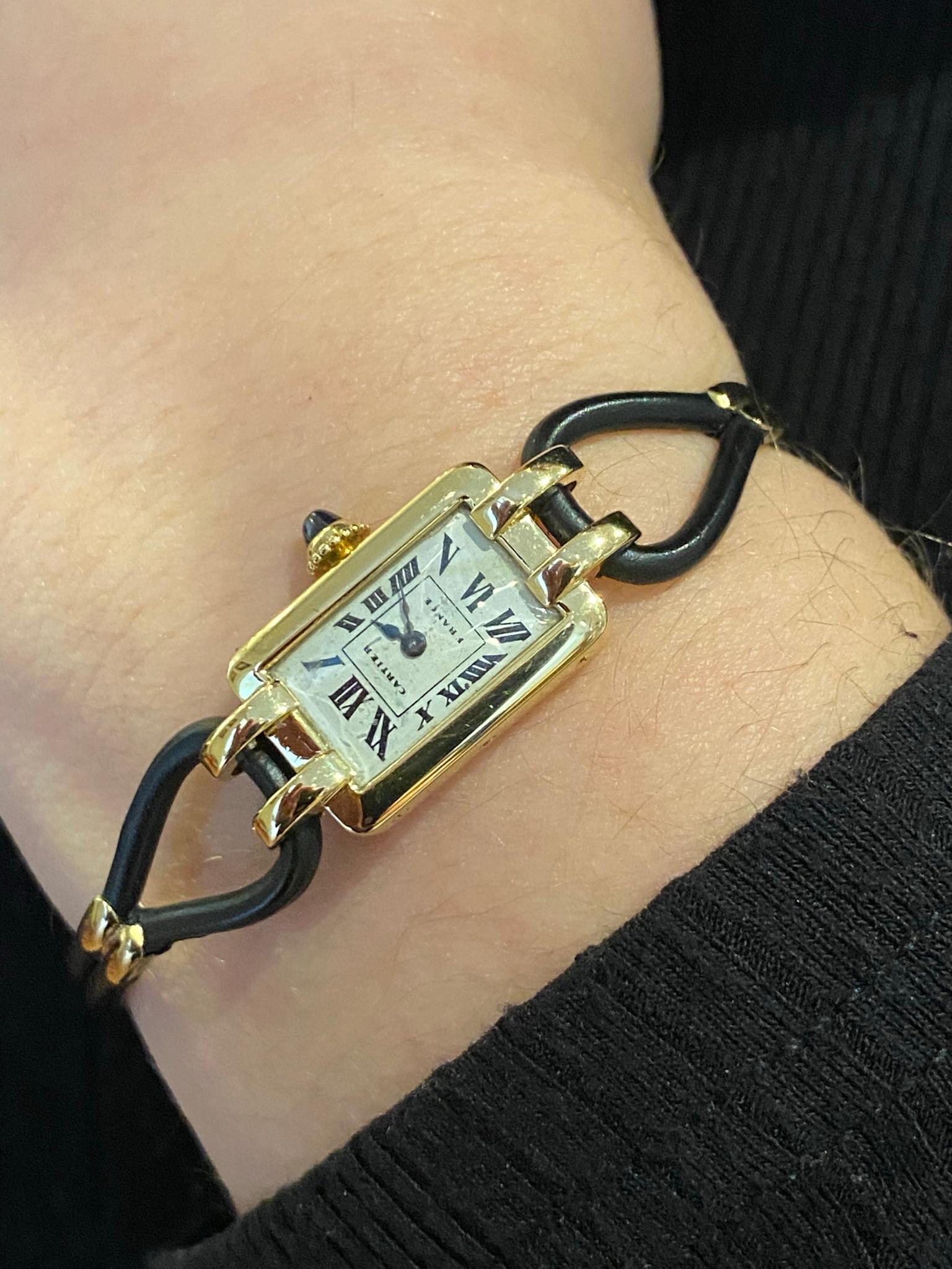 Cartier Frankreich, Gelbgold Damenarmbanduhr, 1930er Jahre Art Deco Eur Watch & Co 7