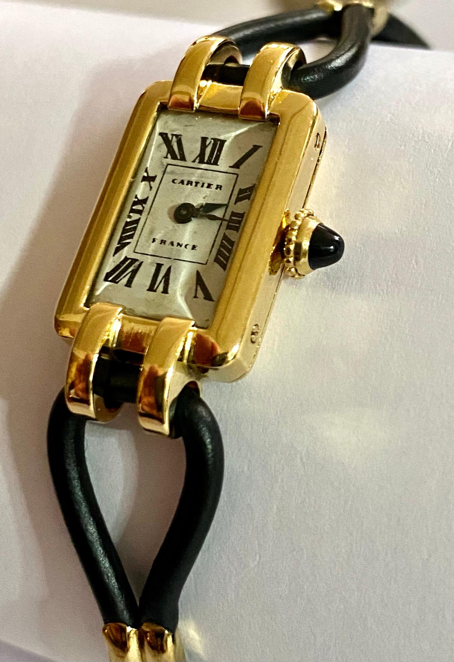 Cartier Frankreich, Gelbgold Damenarmbanduhr, 1930er Jahre Art Deco Eur Watch & Co im Zustand „Gut“ in Heerlen, NL