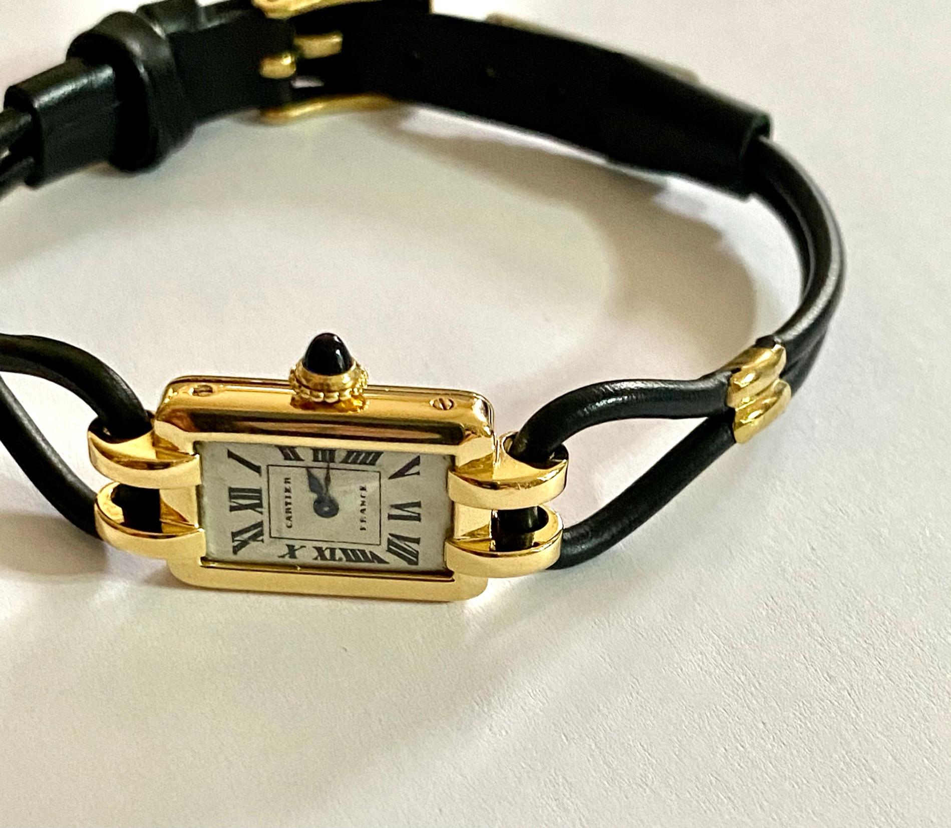 Cartier Frankreich, Gelbgold Damenarmbanduhr, 1930er Jahre Art Deco Eur Watch & Co 1