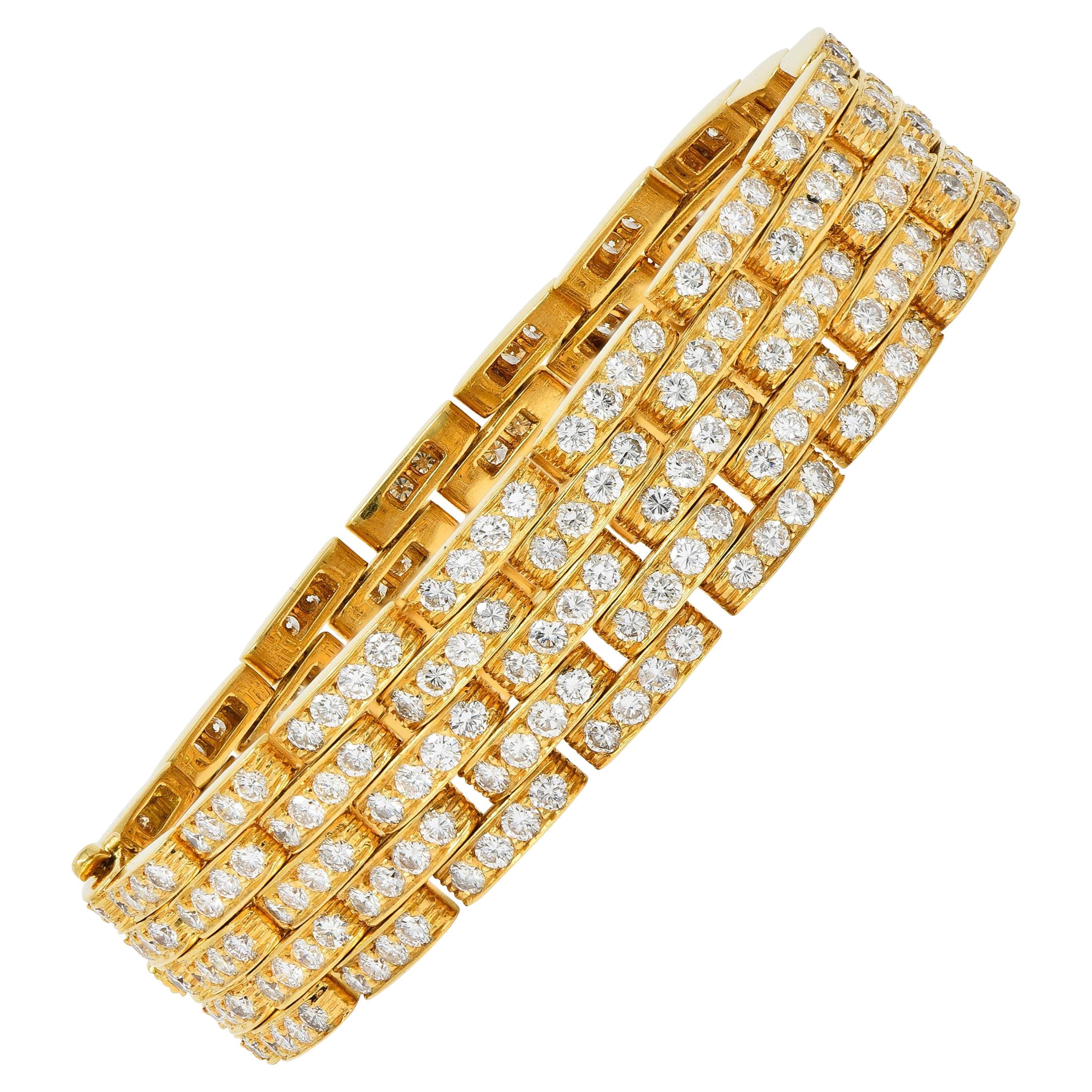 Cartier French 12.00 CTW Diamond 18K Gold Vintage Maillion Pantheré Bracelet