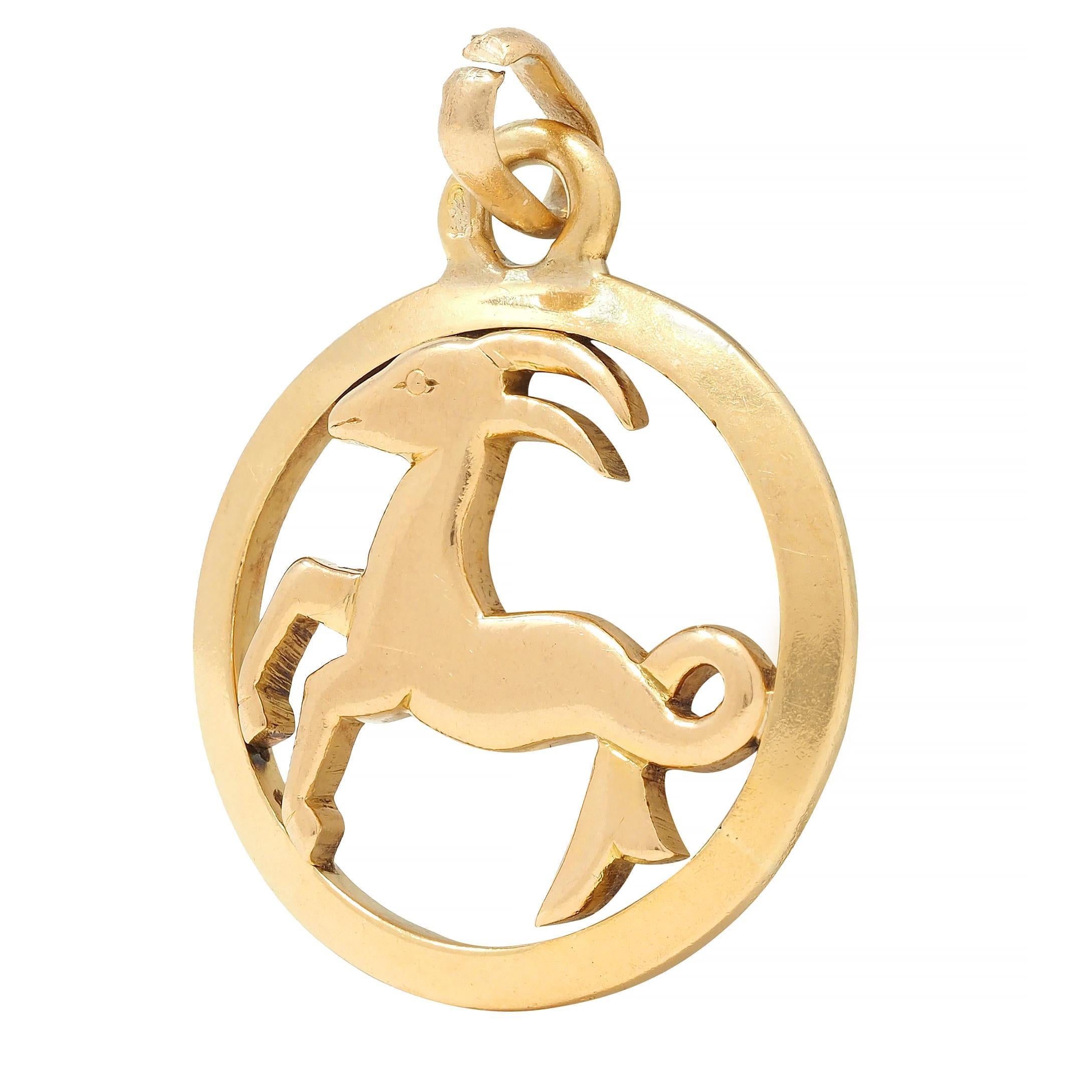Cartier French 18 Karat Yellow Gold Capricorn Vintage Zodiac Charm Pendant In Excellent Condition In Philadelphia, PA