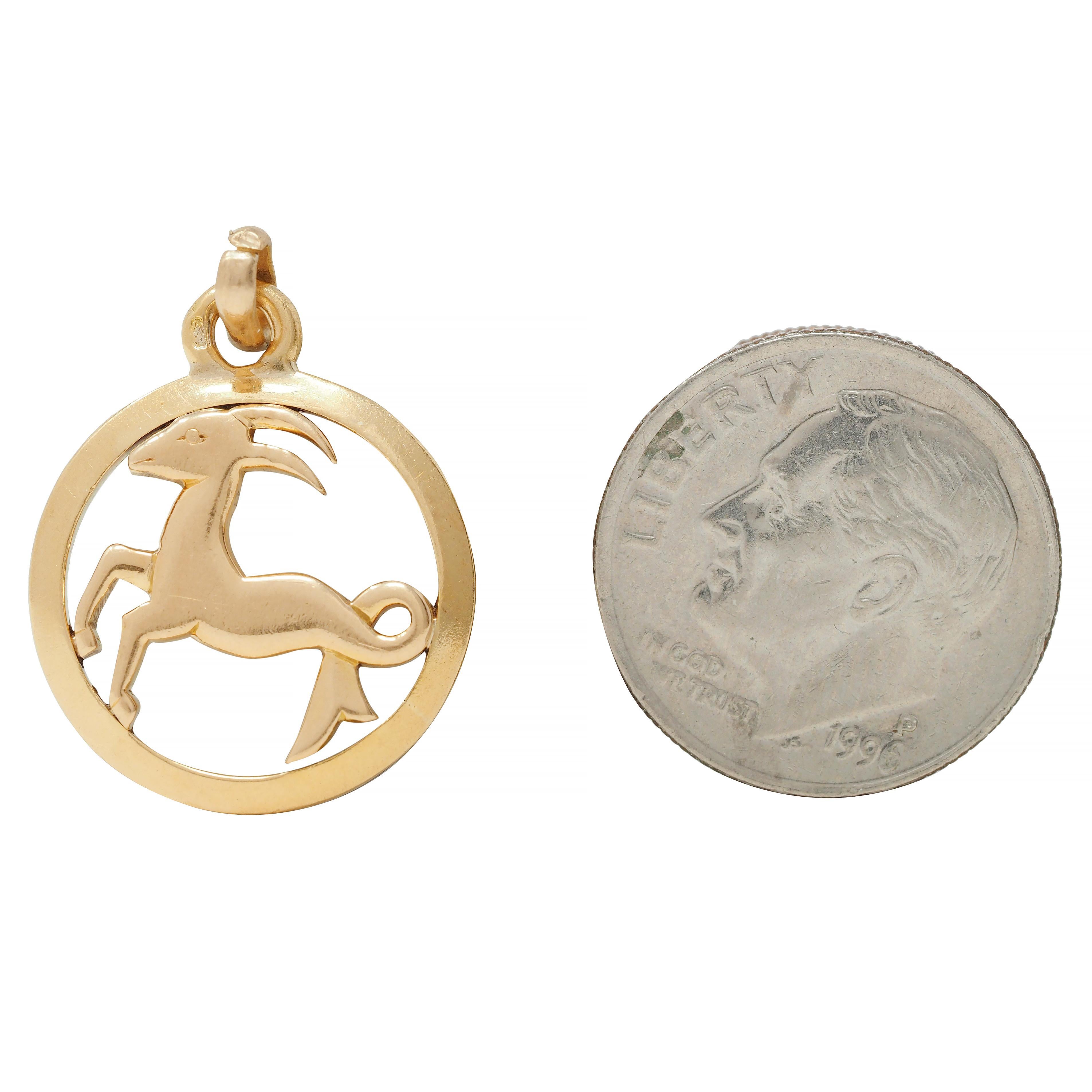 Women's or Men's Cartier French 18 Karat Yellow Gold Capricorn Vintage Zodiac Charm Pendant