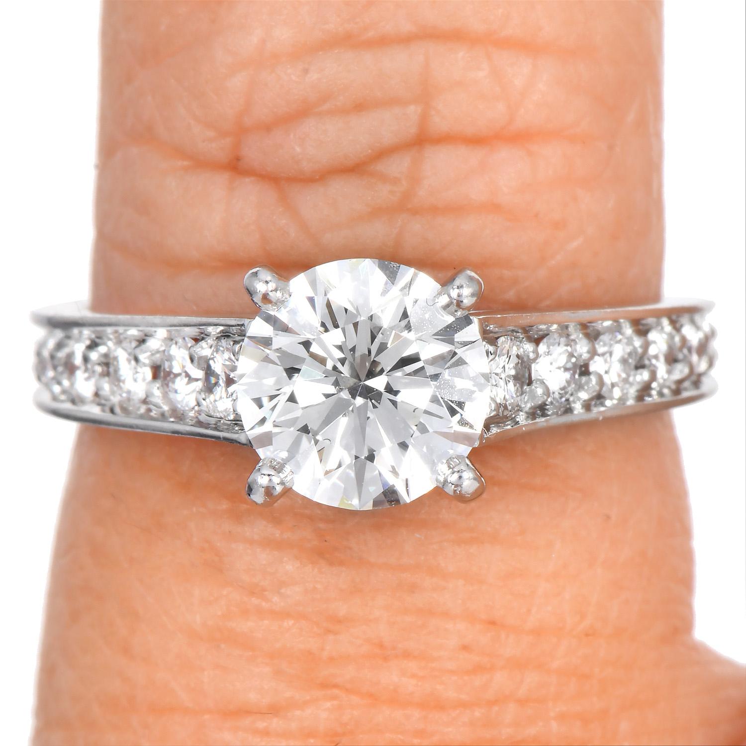 Cartier French 1895 collection 1.77 Carat Diamond Engagement  Platinum Ring For Sale 1