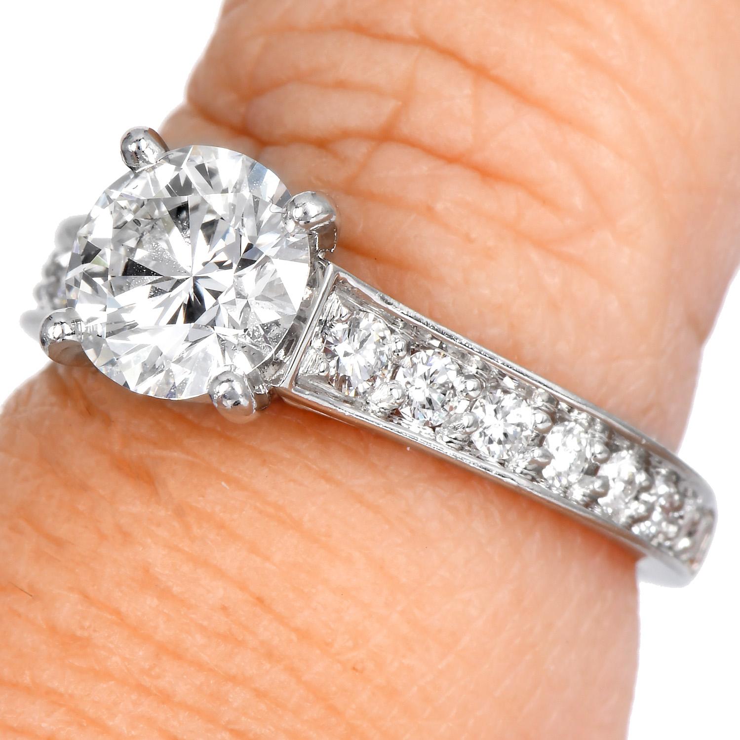 Cartier French 1895 collection 1.77 Carat Diamond Engagement  Platinum Ring For Sale 2