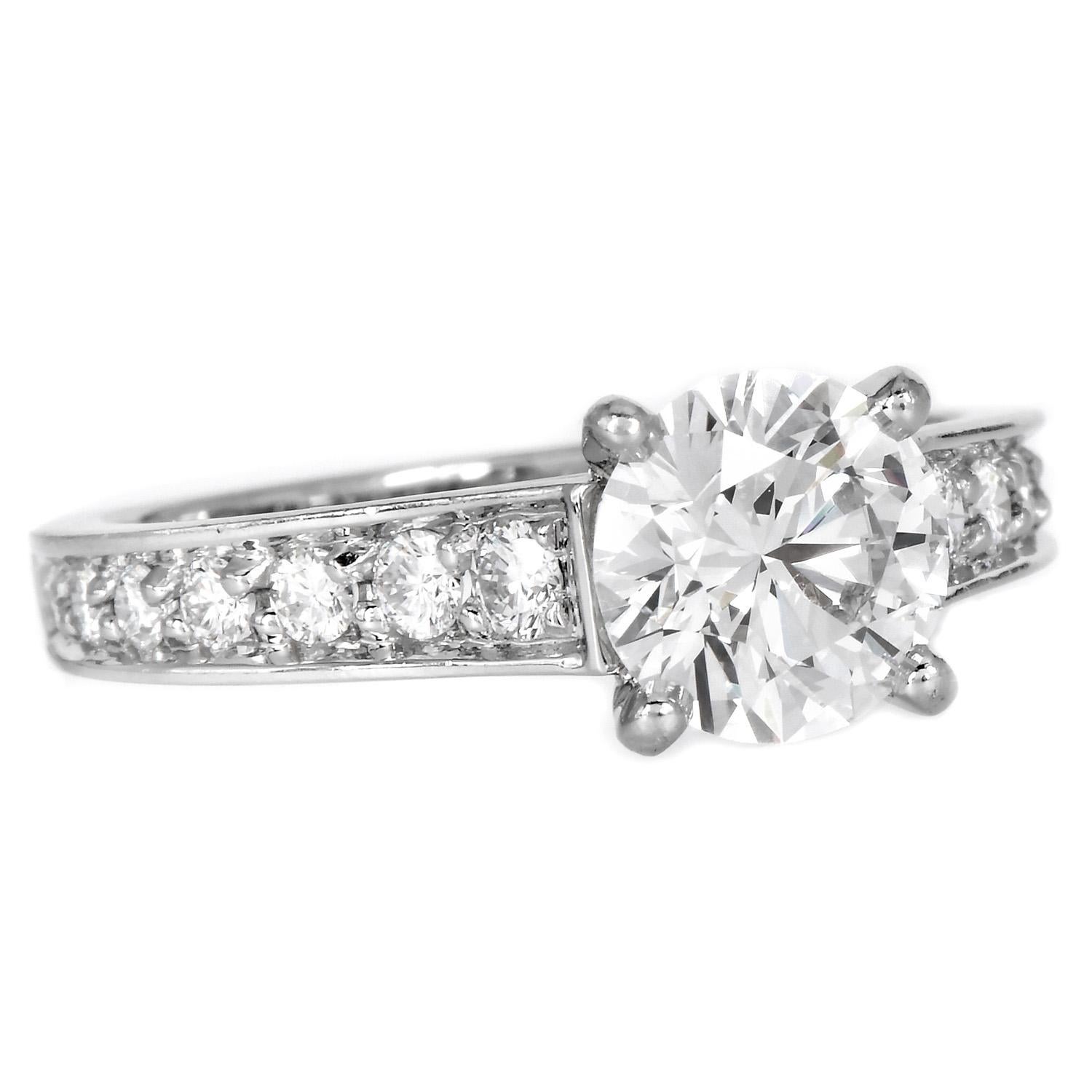 Women's Cartier French 1895 collection 1.77 Carat Diamond Engagement  Platinum Ring For Sale