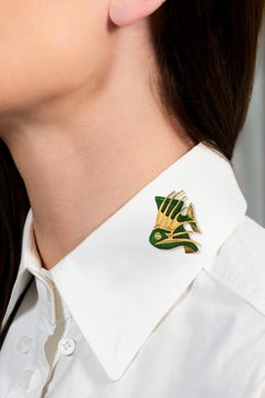 Cartier French 1960's Diamond Enamel 18K Gold Vintage Tropical Fish Brooch