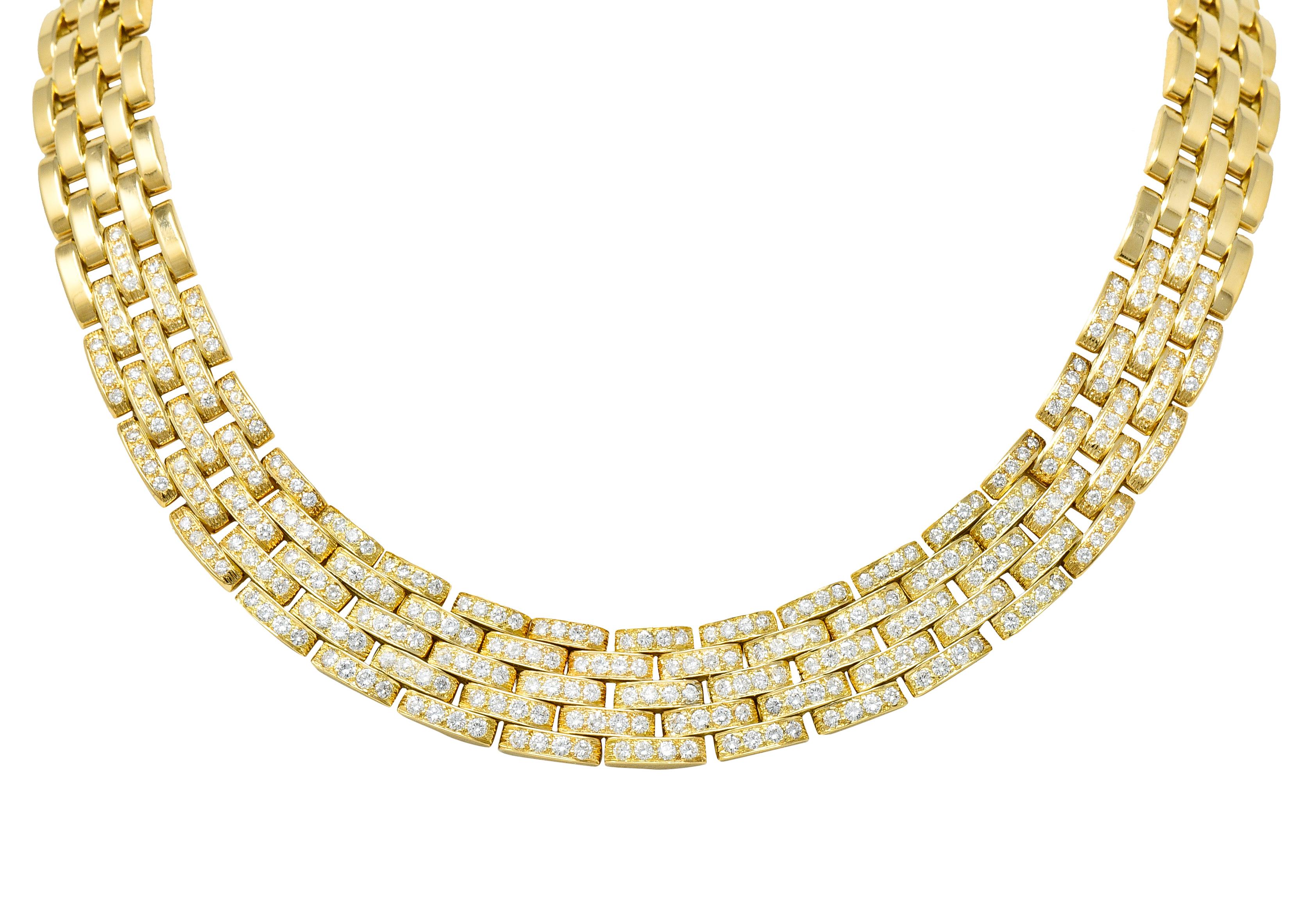 Cartier French 1980s 6.42 Carat Diamond 18 Karat Gold Maillion Pantheré Necklace 4