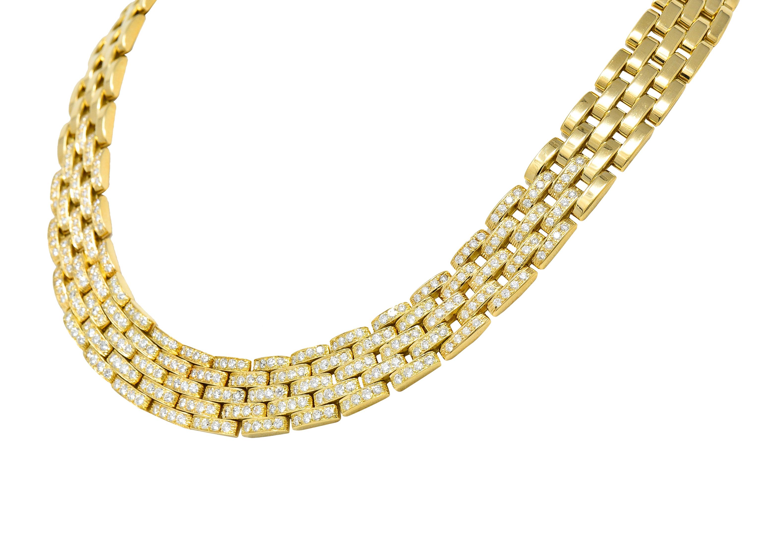 Cartier Französisch 1980er Jahre 6,42 Karat Diamant 18 Karat Gold Maillion Pantheré Halskette (Zeitgenössisch)