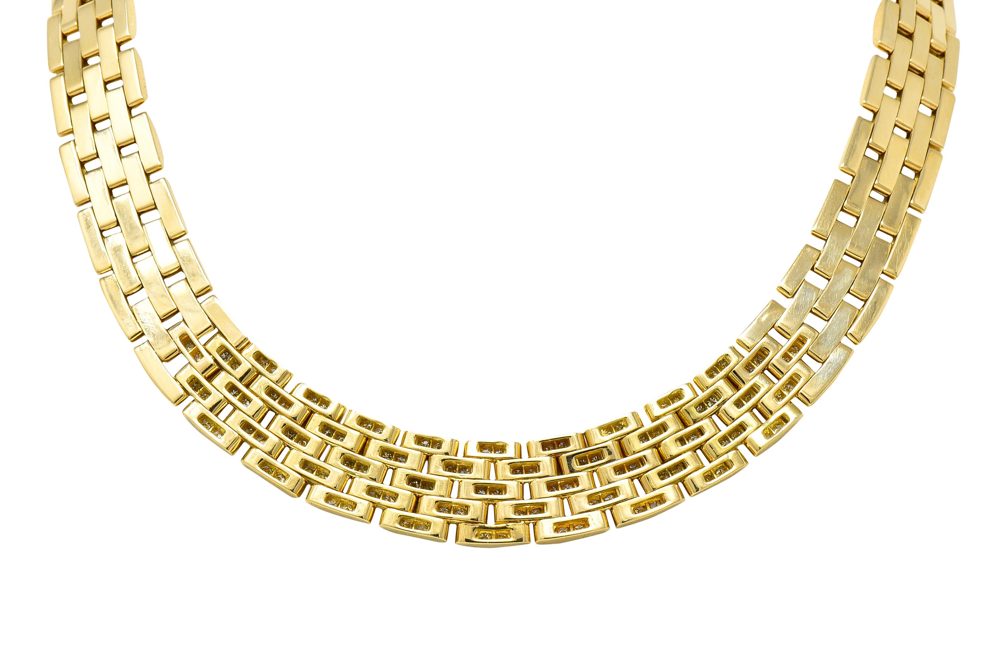 Contemporary Cartier French 1980s 6.42 Carat Diamond 18 Karat Gold Maillion Pantheré Necklace