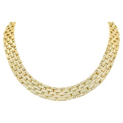Cartier French 1980s 6.42 Carat Diamond 18 Karat Gold Maillion Pantheré Necklace