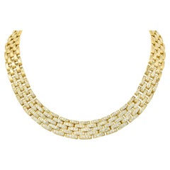 Cartier Französisch 1980er Jahre 6,42 Karat Diamant 18 Karat Gold Maillion Pantheré Halskette