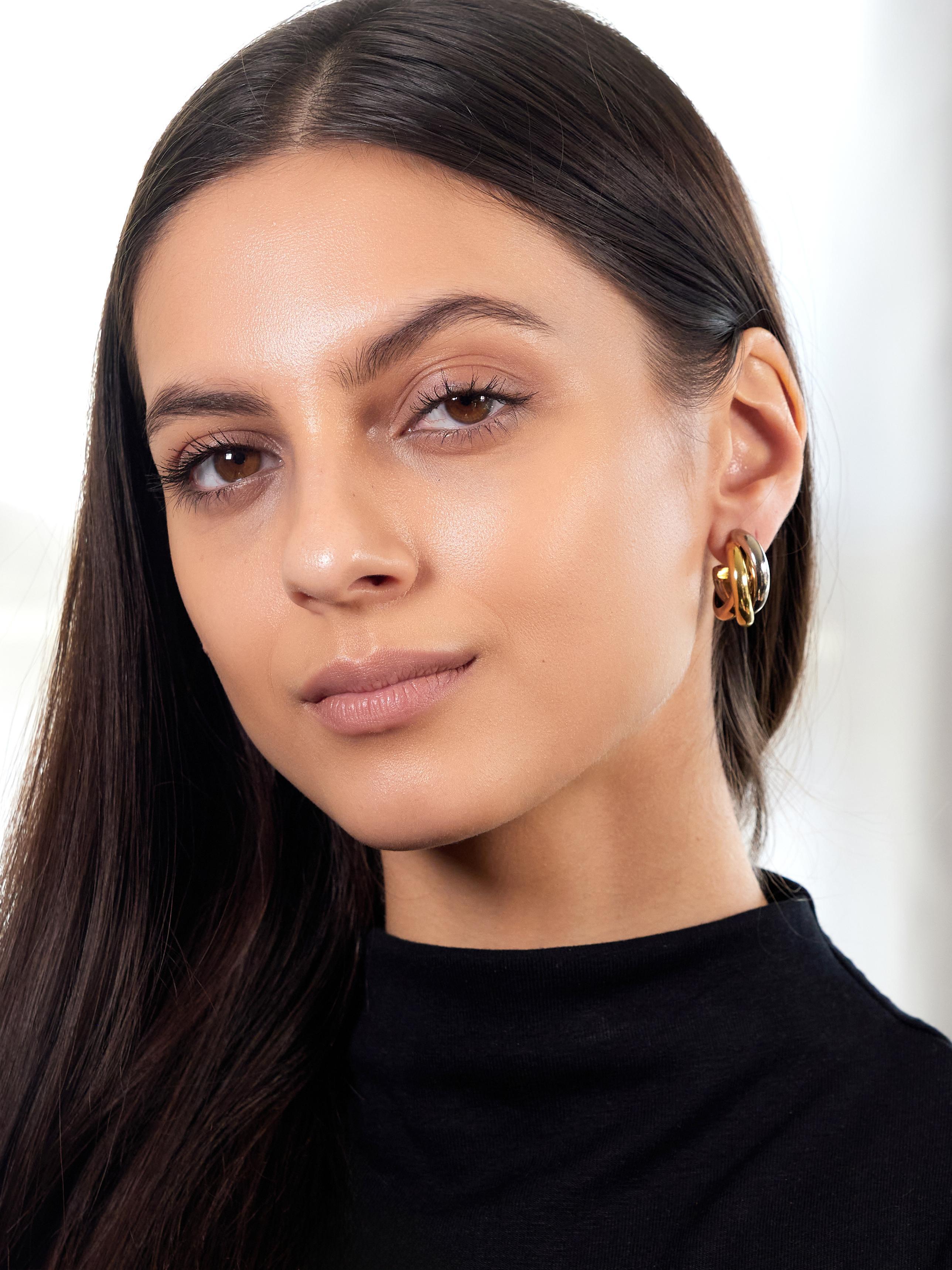 Cartier French 1990's 18 Karat Tri-Gold Rose Vintage Trinity Hoop Earrings For Sale 5