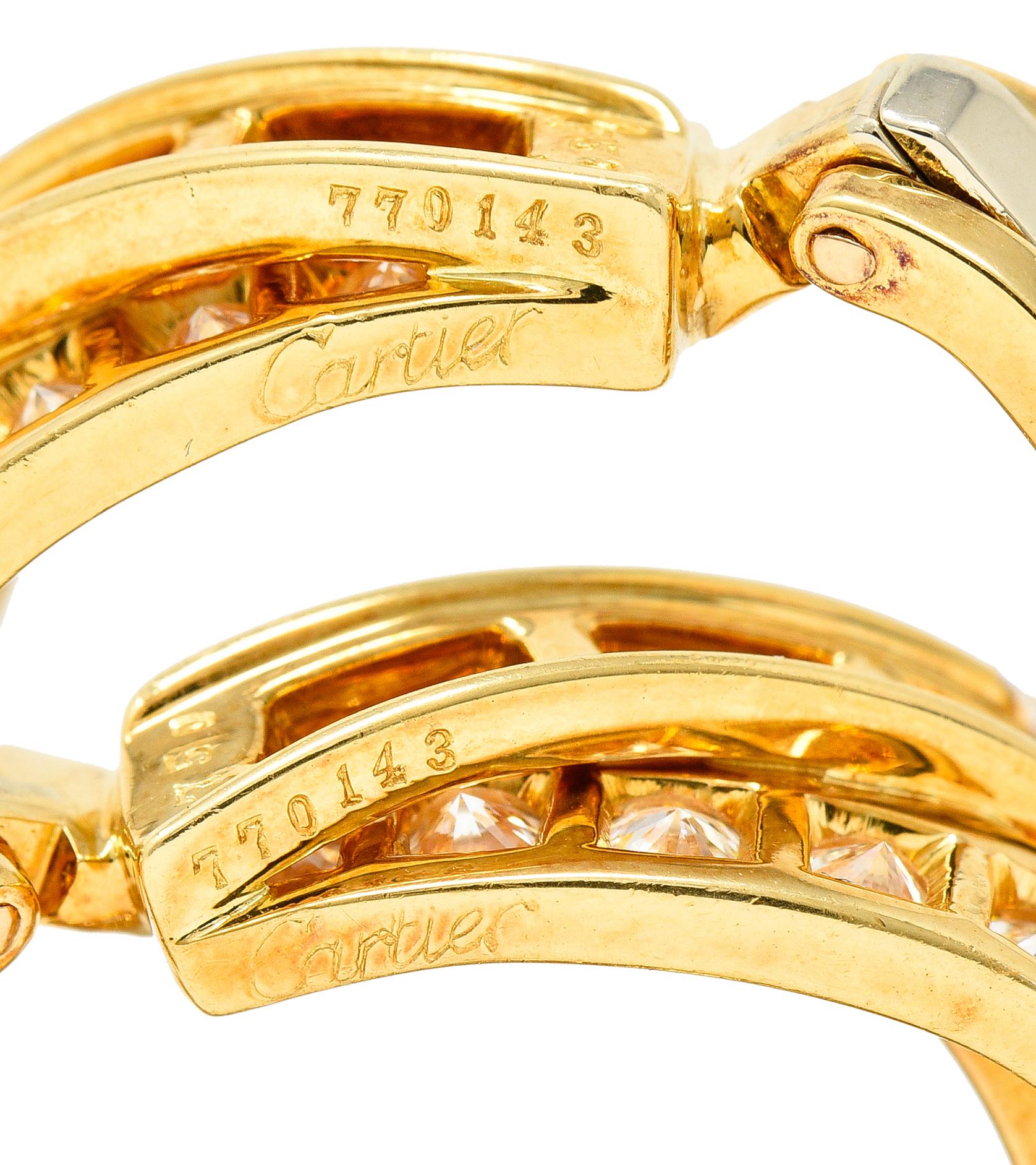 Cartier France, années 1990, Trinity torsadée en or jaune 18 carats et diamants de 6,15 carats Unisexe en vente
