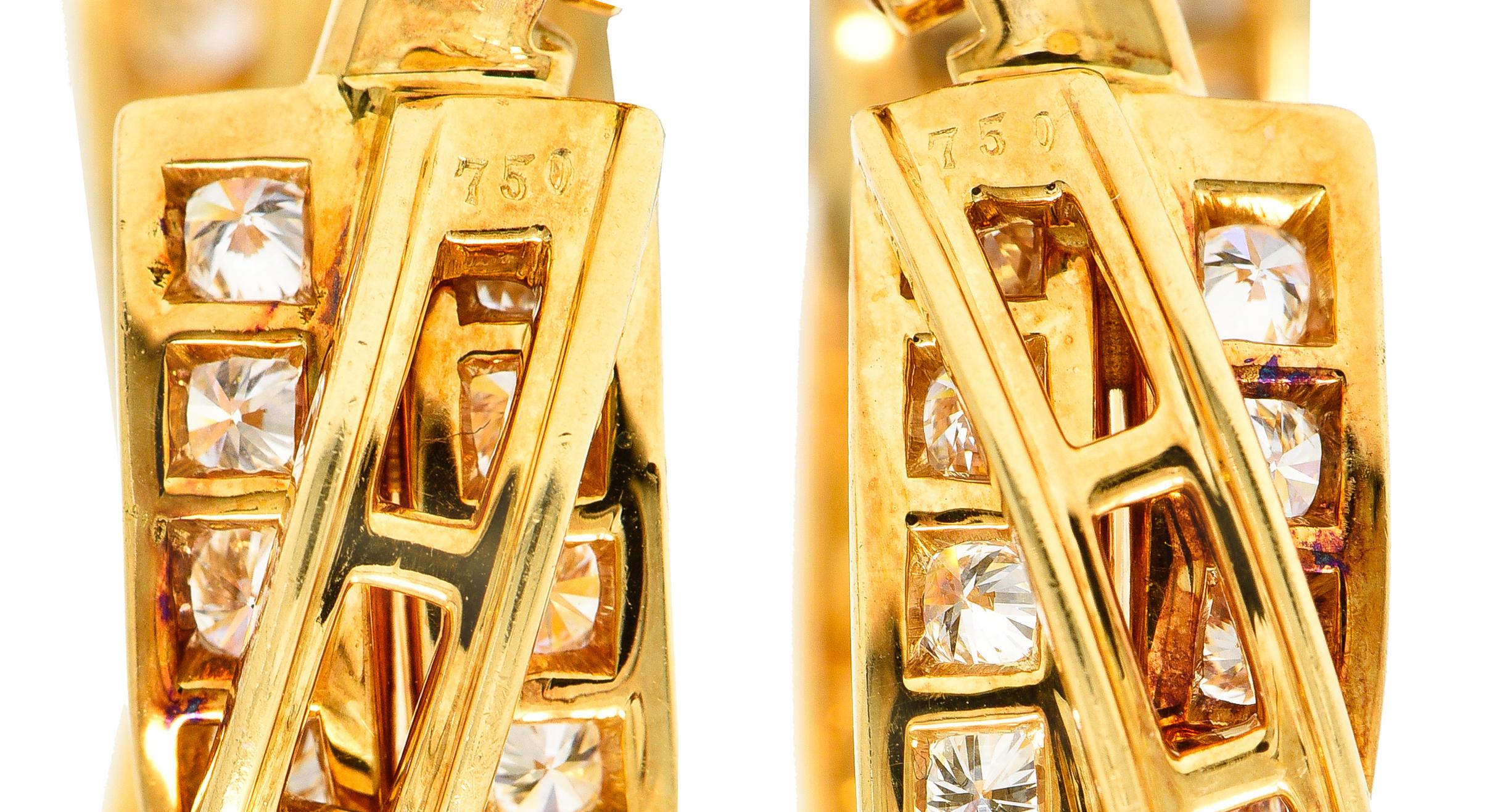 Cartier French 1990's 6.15 Carats Diamond 18 Karat Yellow Gold Twisting Trinity For Sale 1
