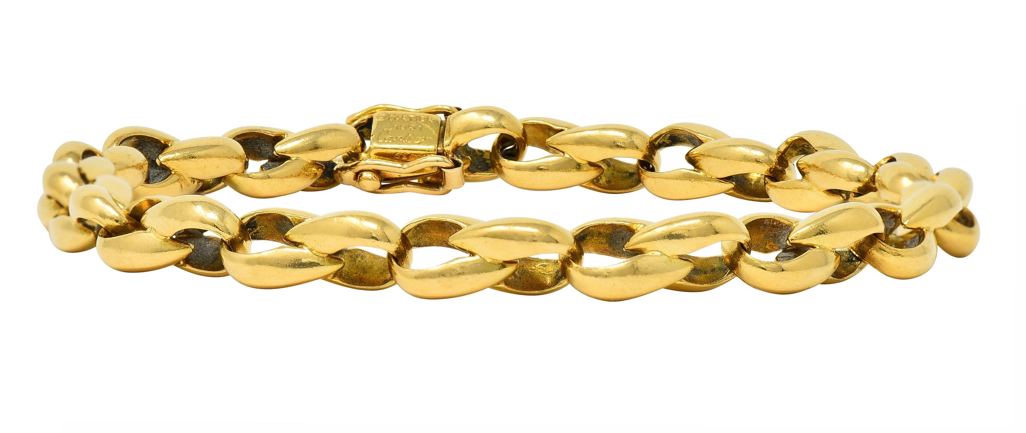 Cartier French 1991 18 Karat Yellow Gold Infinity Link Vintage Chain Bracelet In Excellent Condition In Philadelphia, PA