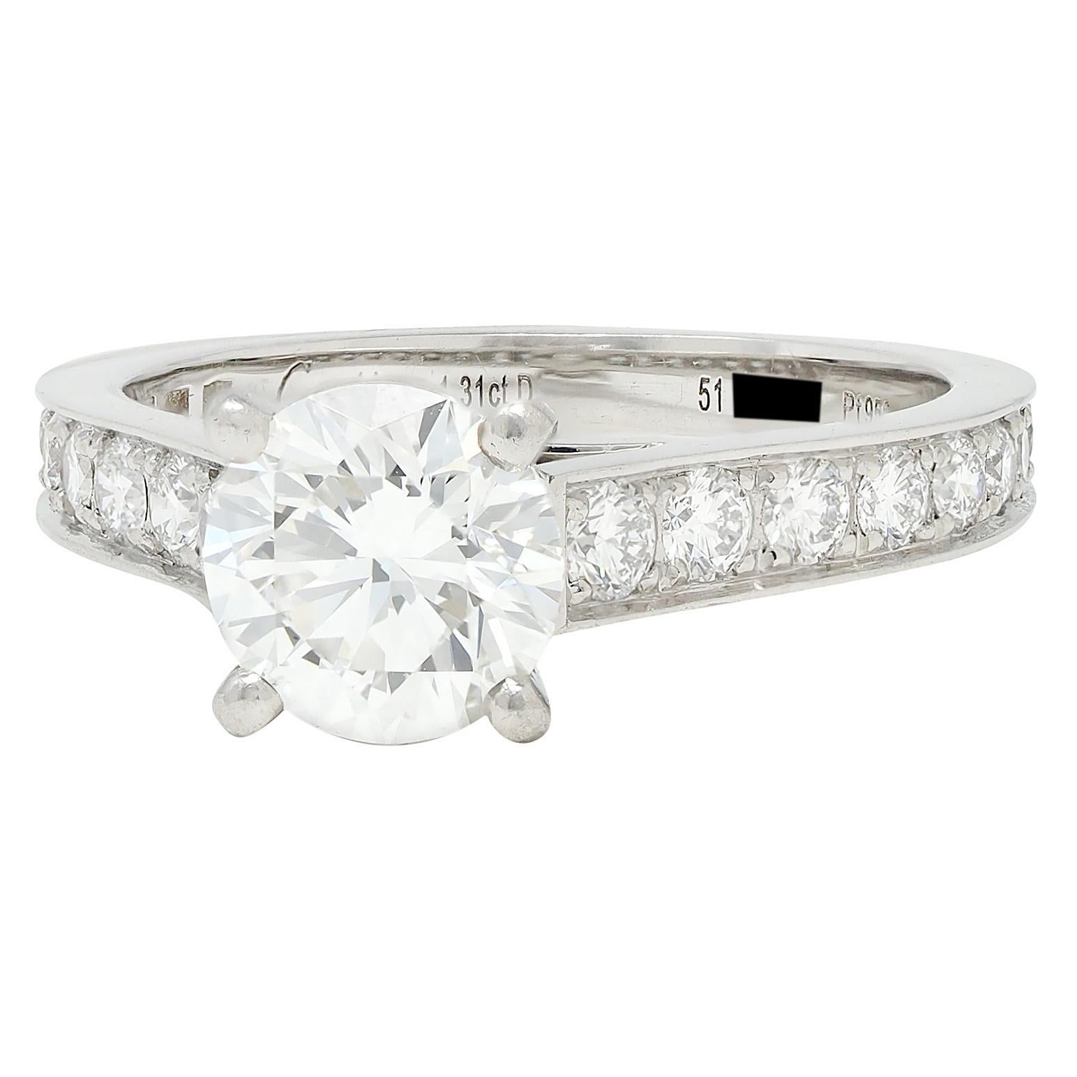 Anillo de Compromiso Contemporáneo de Platino con Diamante Brillante de 2,00 quilates Cartier Francés en venta 1