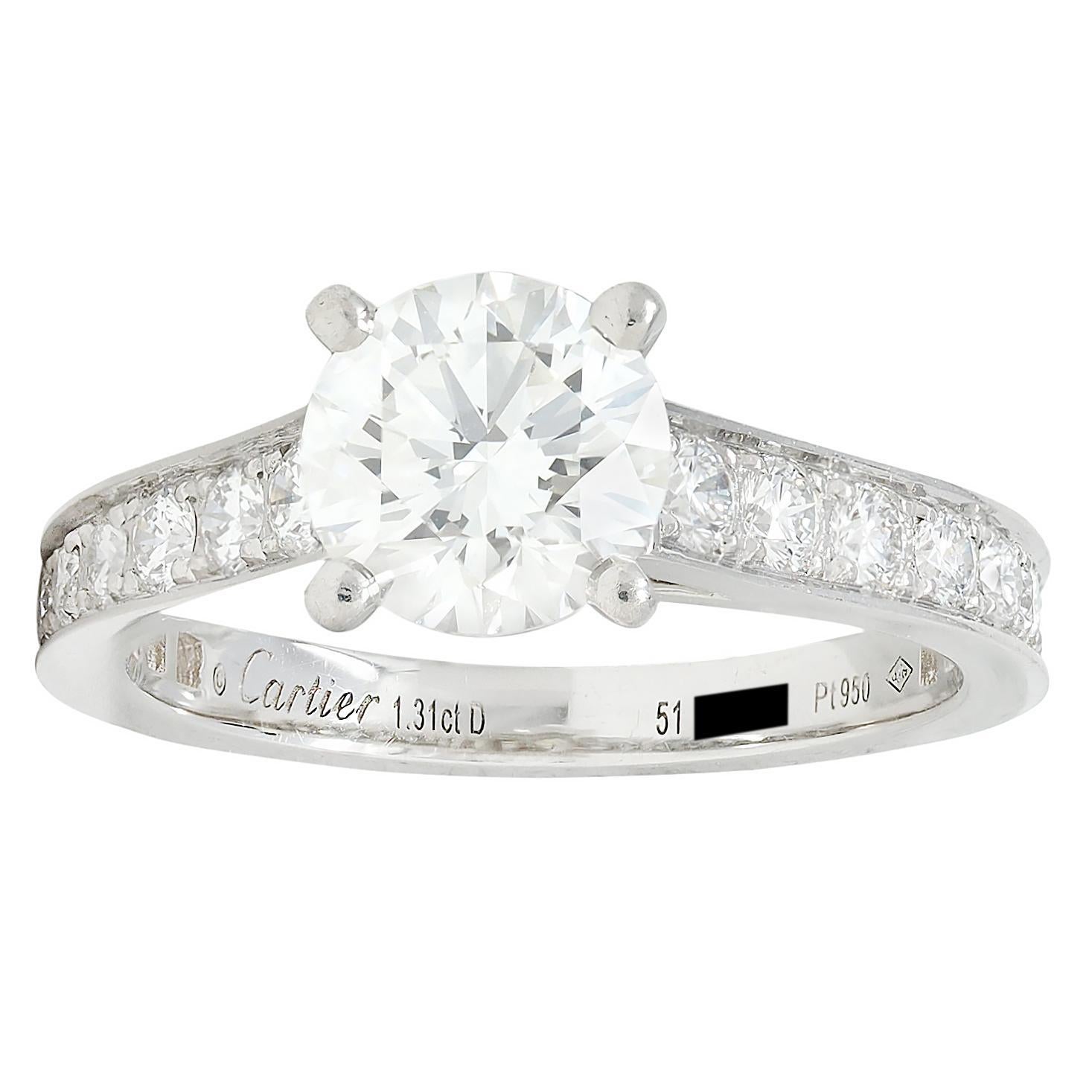 Anillo de Compromiso Contemporáneo de Platino con Diamante Brillante de 2,00 quilates Cartier Francés en venta 2